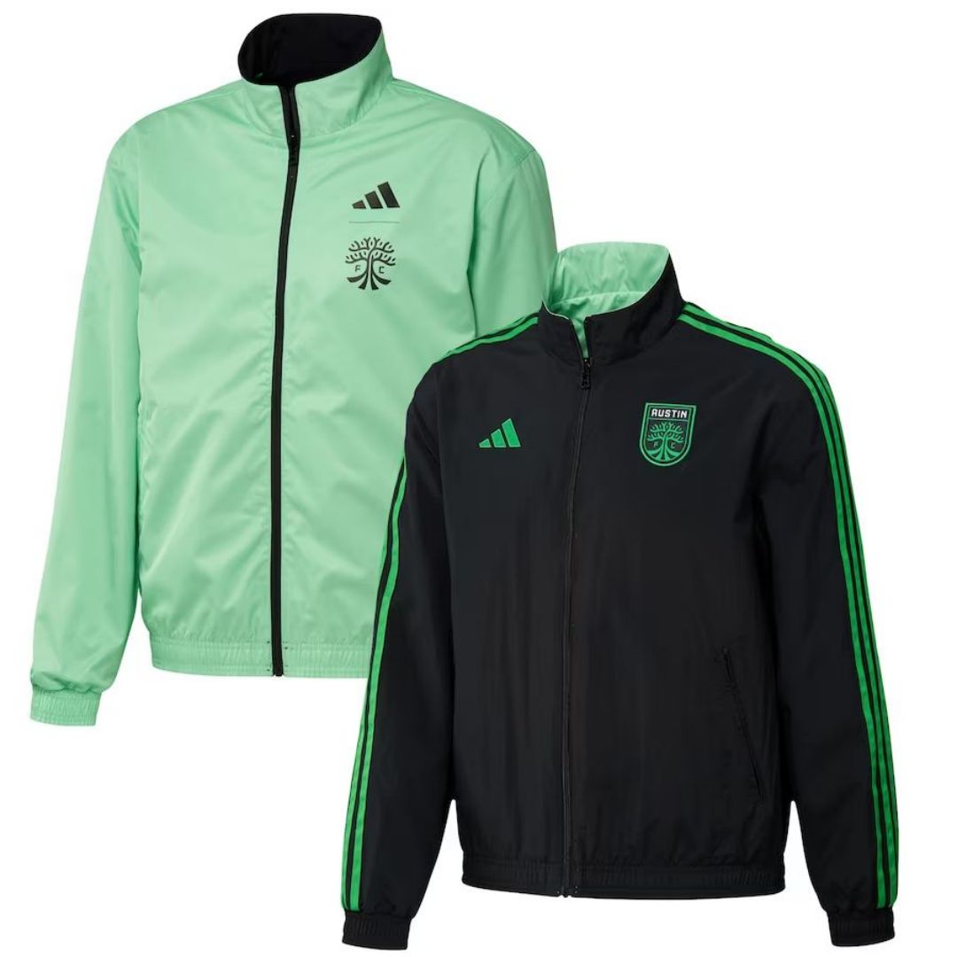 Austin FC On-Field Anthem Full-Zip Reversible Team Jacket Black/Green 2023
