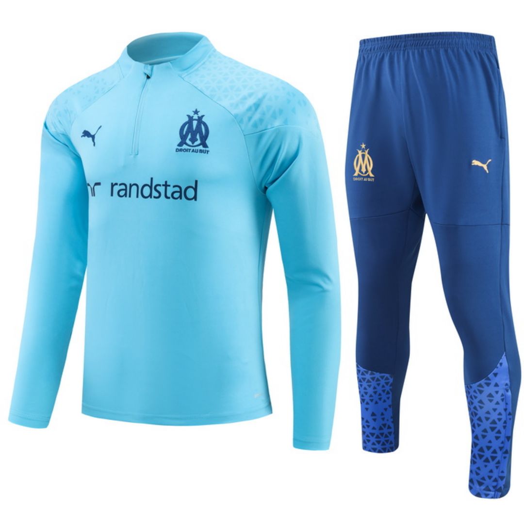Marseille Zipper Sweatshirt Kit(Top+Pants) Sky Blue 2023/24