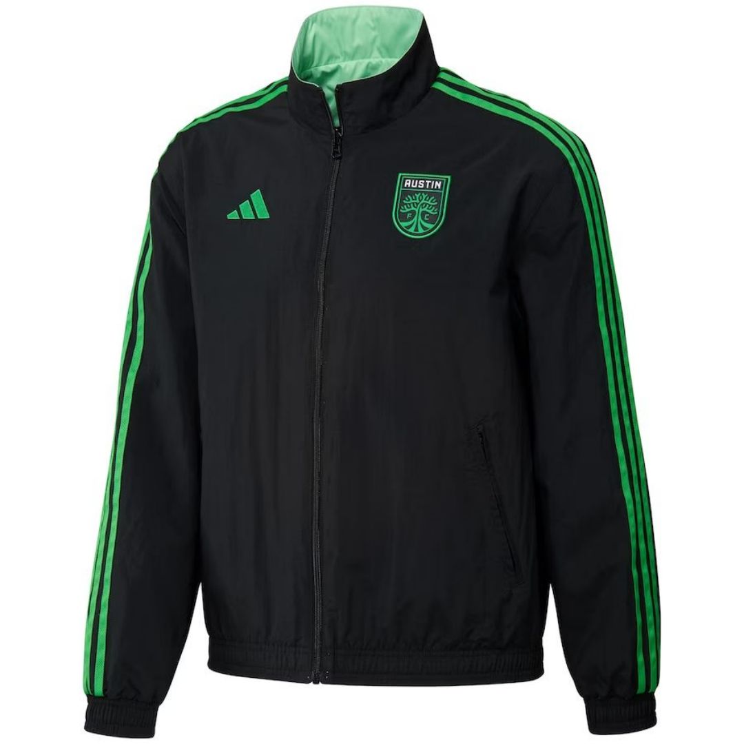 Austin FC On-Field Anthem Full-Zip Reversible Team Jacket Black/Green 2023