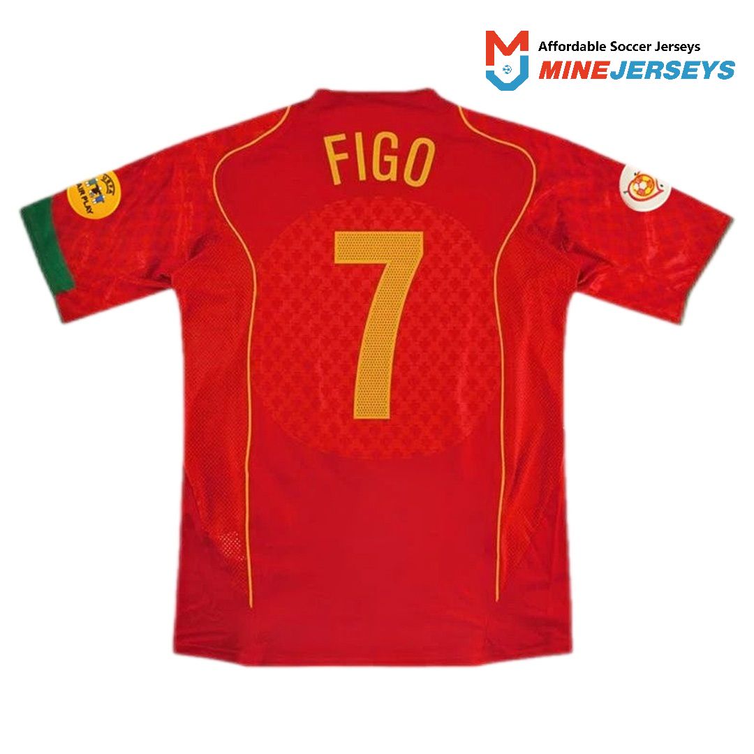 Portugal Figo #7 Retro Jersey Home Euro Cup 2004