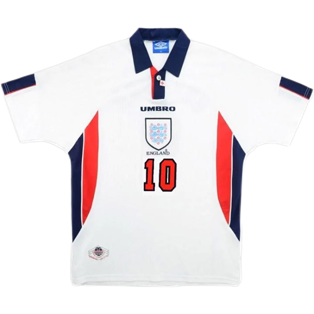 England SHERINGHAM #10 Retro Jersey Home Replica World Cup 1998