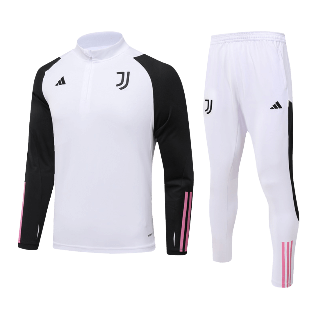 Kids Juventus Zipper Sweatshirt Kit(Top+Pants) White 2023/24