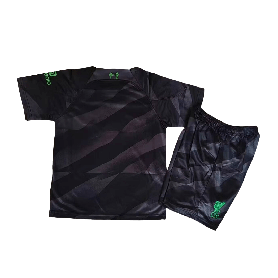 Kids Liverpool Goalkeeper Kit(Jersey+Shorts) Black 2023/24