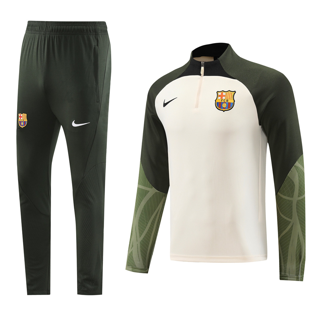 Barcelona Zipper Sweatshirt Kit(Top+Pants) White 2023/24