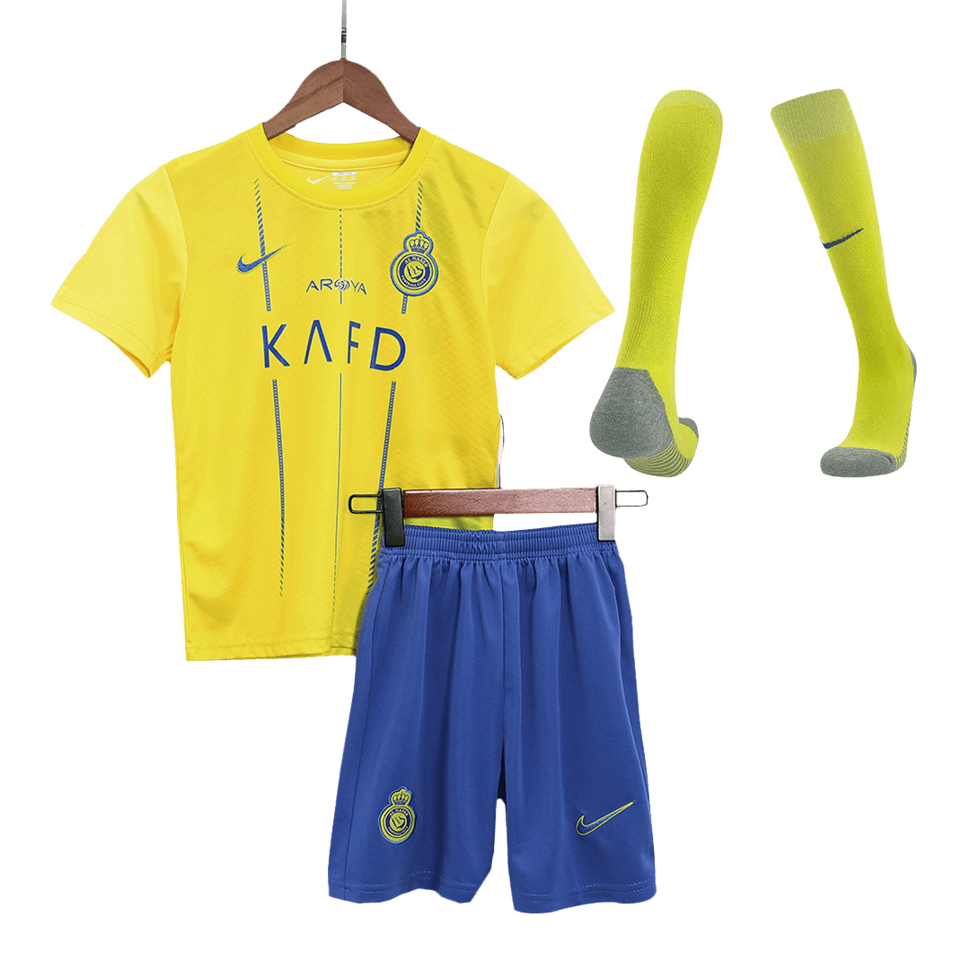 Kids Al Nassr Home Whole Kit(Jersey+Shorts+Socks) 2023/24