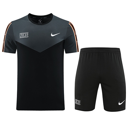 Custom Team Uniform/Nike Custom Uniform/NK-ND03 Customize Team Jersey Kit(Shirt+Short) Black&Gray