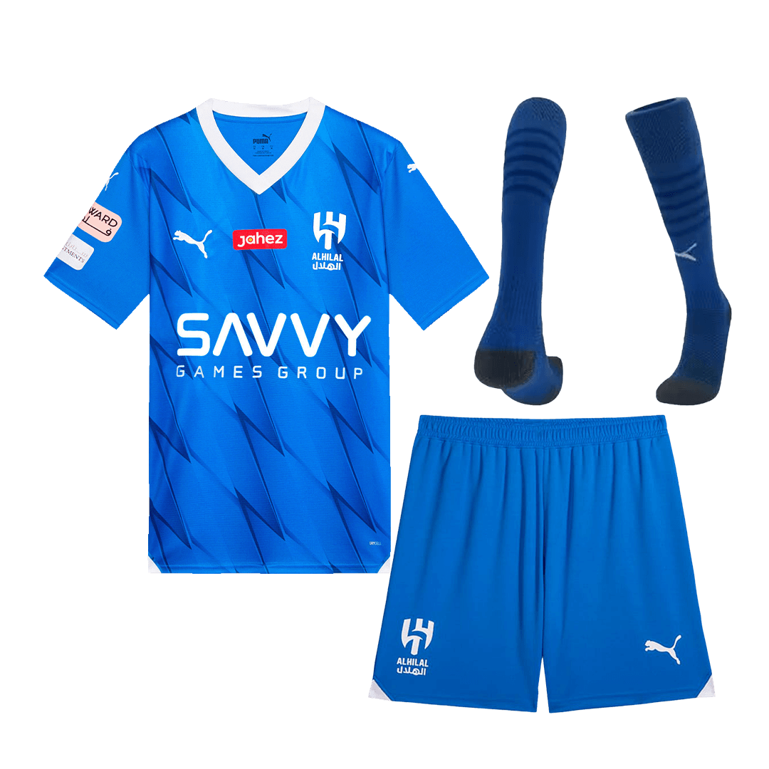 Kids Al Hilal Home Whole Jersey Kit(Jersey+Shorts+Socks) 2023/24