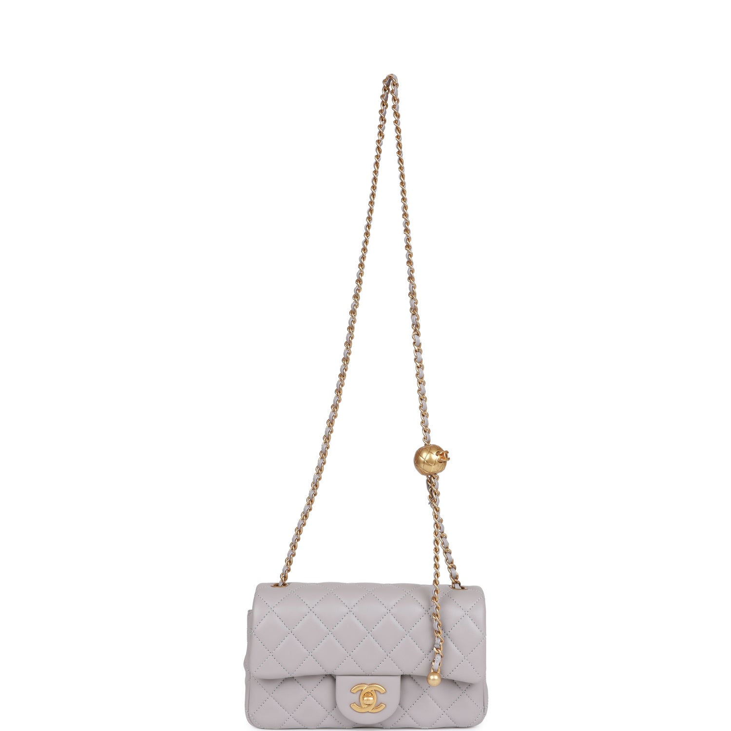 Mini Flap Bag Light Grey  Hardware