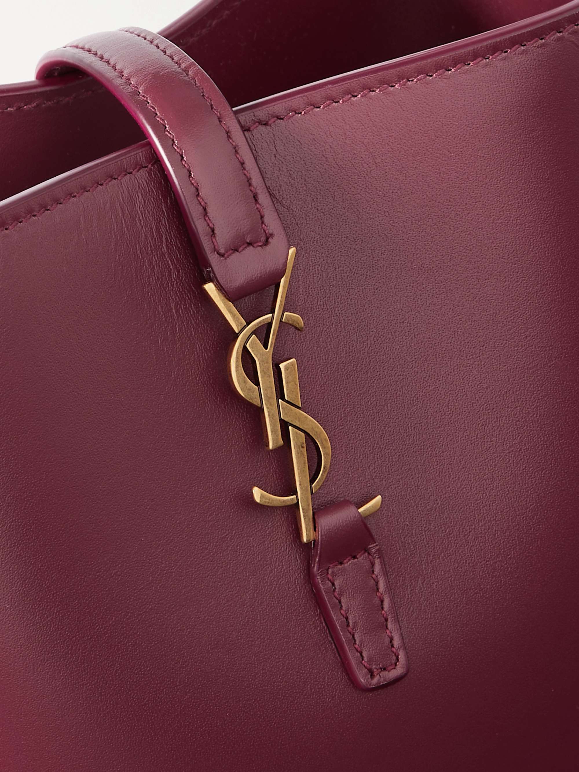 Leather mini bucket bag