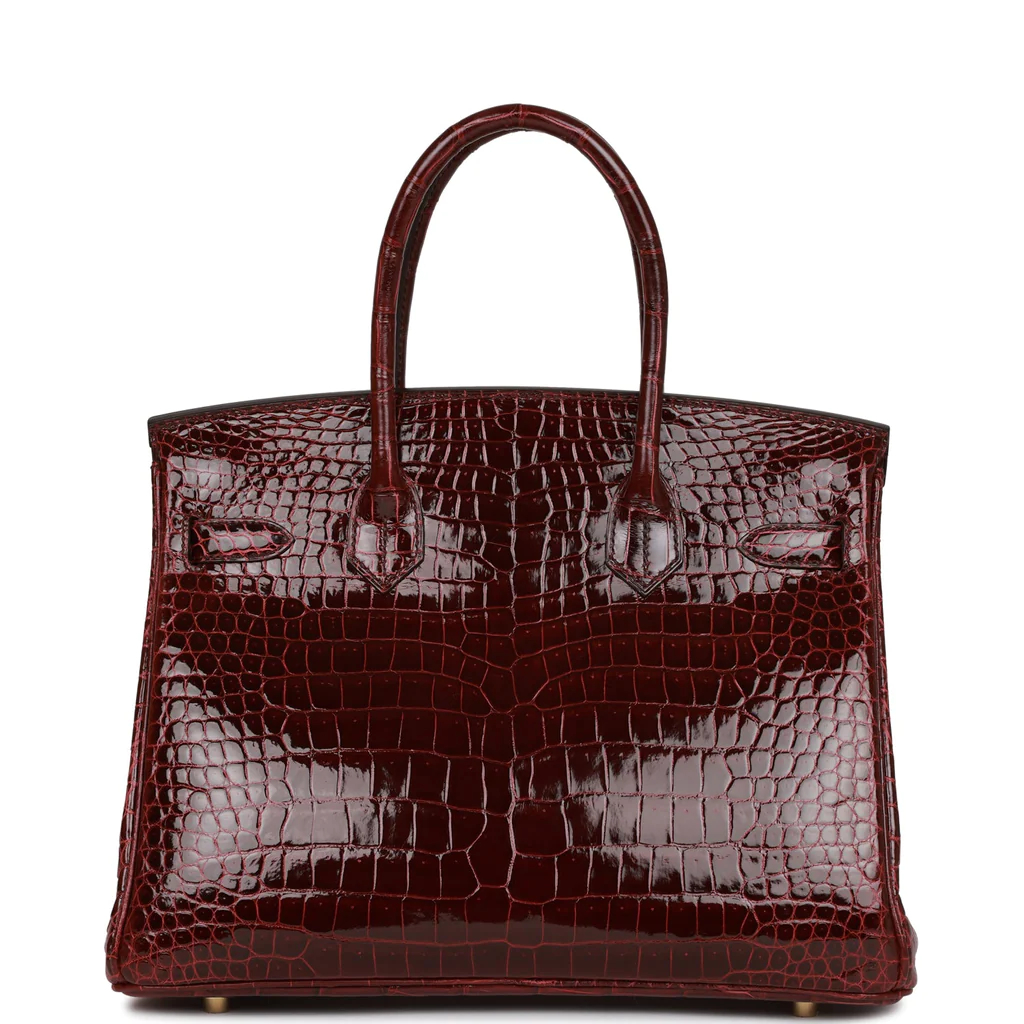 HE&&ME Birkin 30 Bordeaux Shiny Porosus Crocodile Gold Hardware