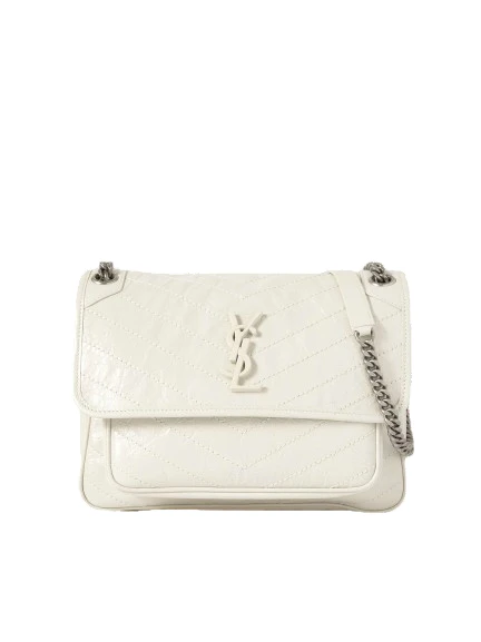 Niki medium crinkled glossed-leather shoulder bag