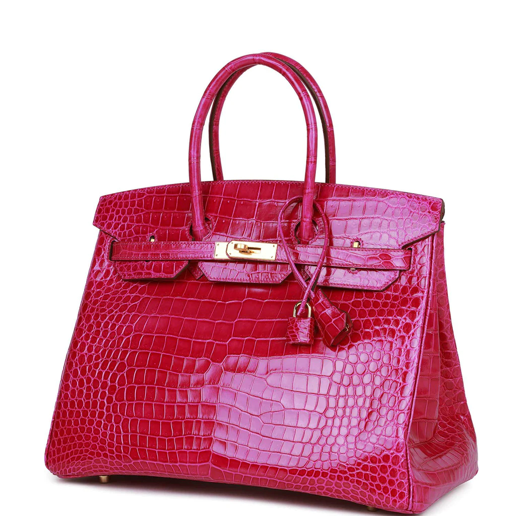 HE&&ME Birkin 35 Rose Scheherazade Shiny Niloticus Crocodile Gold Hardware