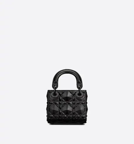 MICRO LADY DIOR BAG Black with Diamond Motif
