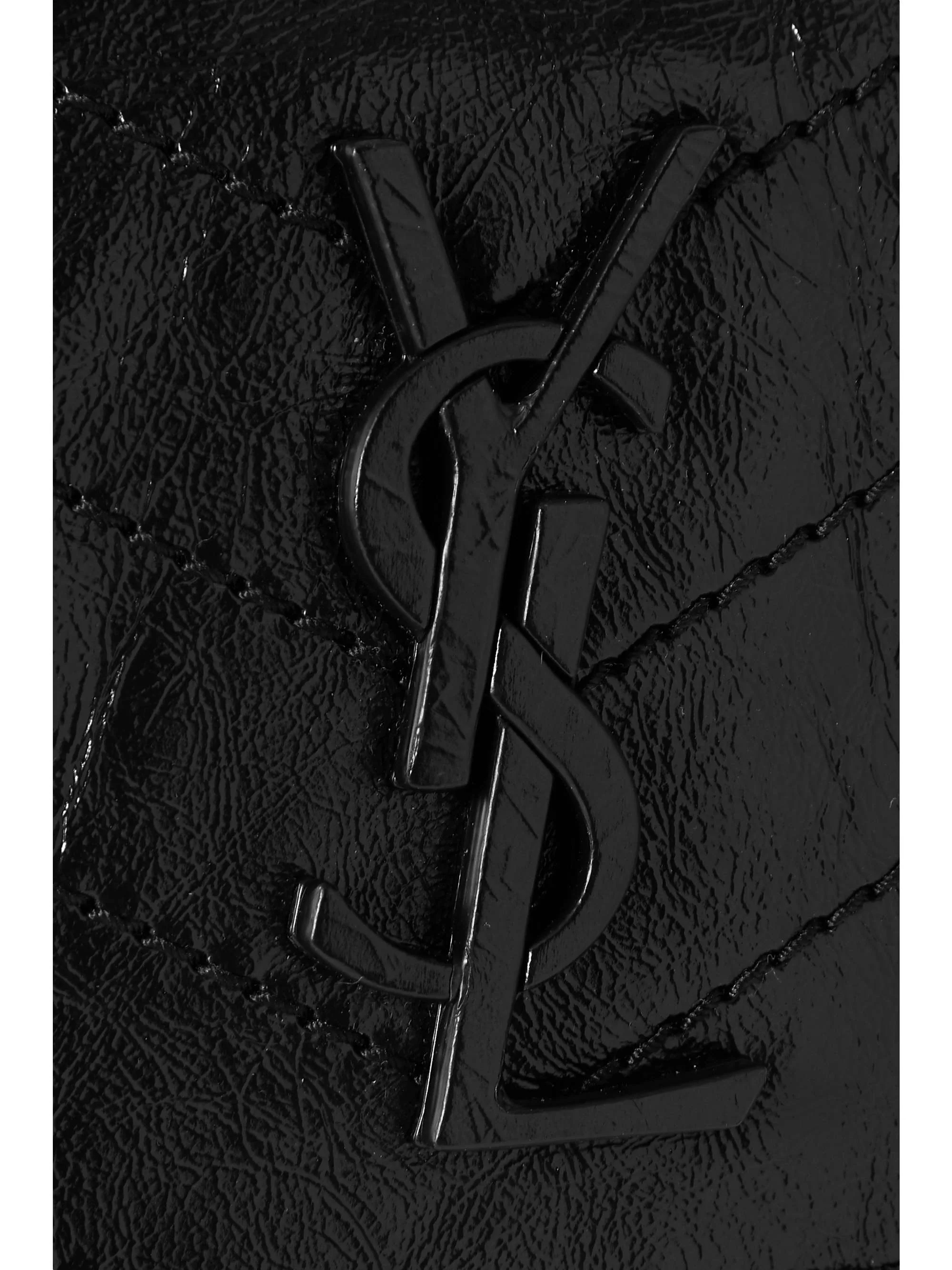 Medium crinkled glossed-leather shoulder bag