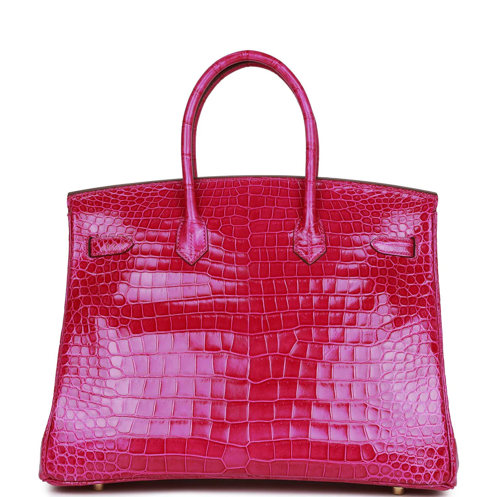 HE&&ME Birkin 35 Rose Scheherazade Shiny Niloticus Crocodile Gold Hardware