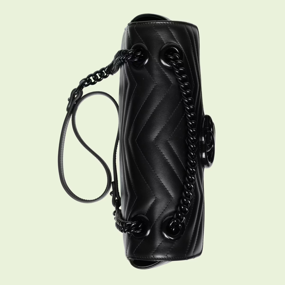 hand small shoulder bag   Black Leather