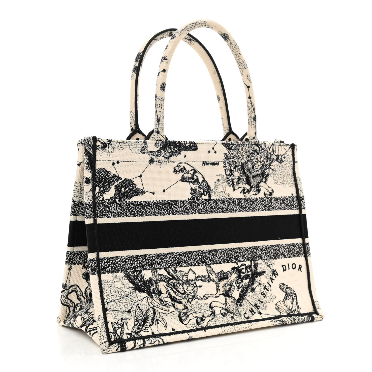 CHRISTIAN DIOR Canvas  Zodiac Toile  Book Tote Latte