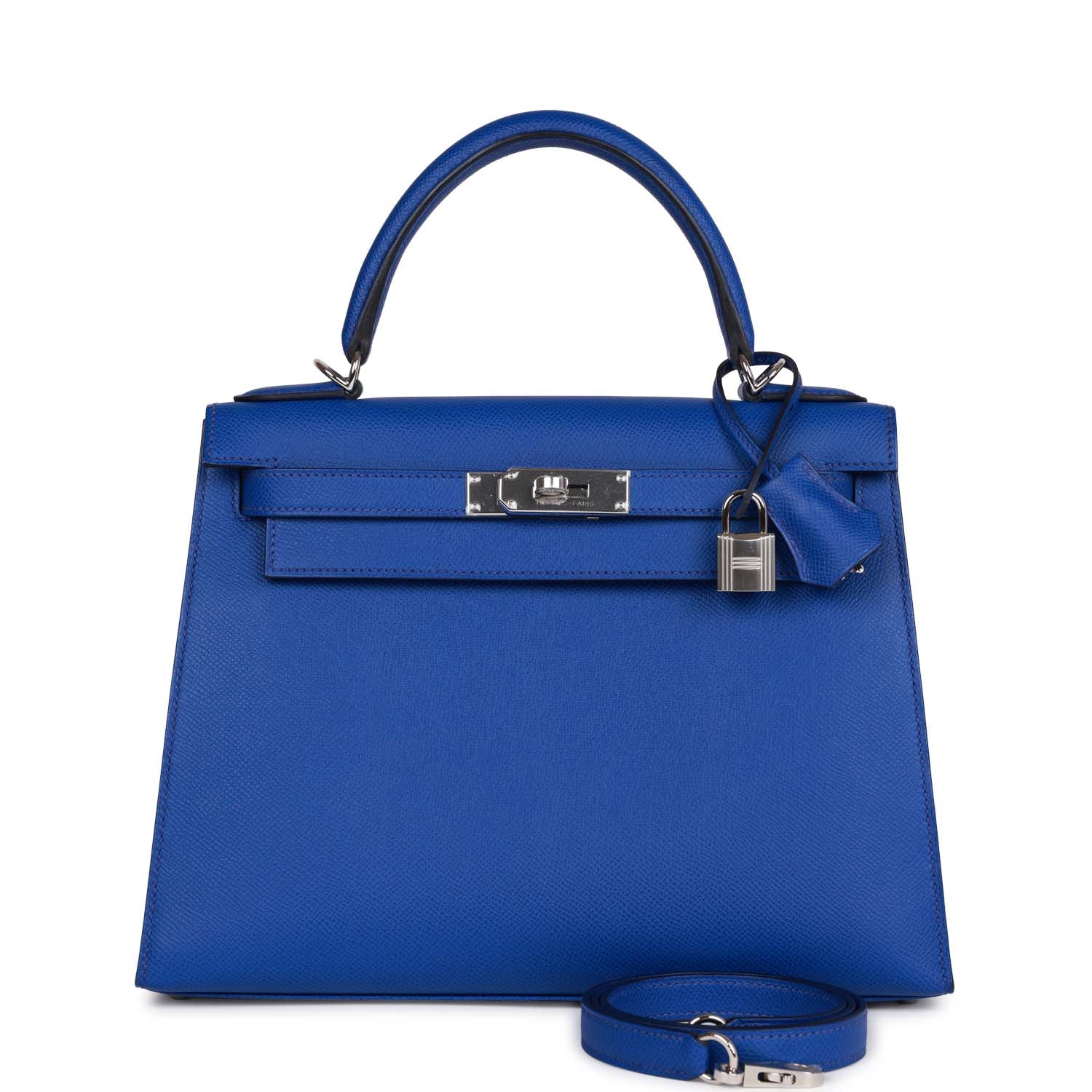 HE&&ME Bleu Royal Epsom Sellier Kelly 28cm Palladium Hardware