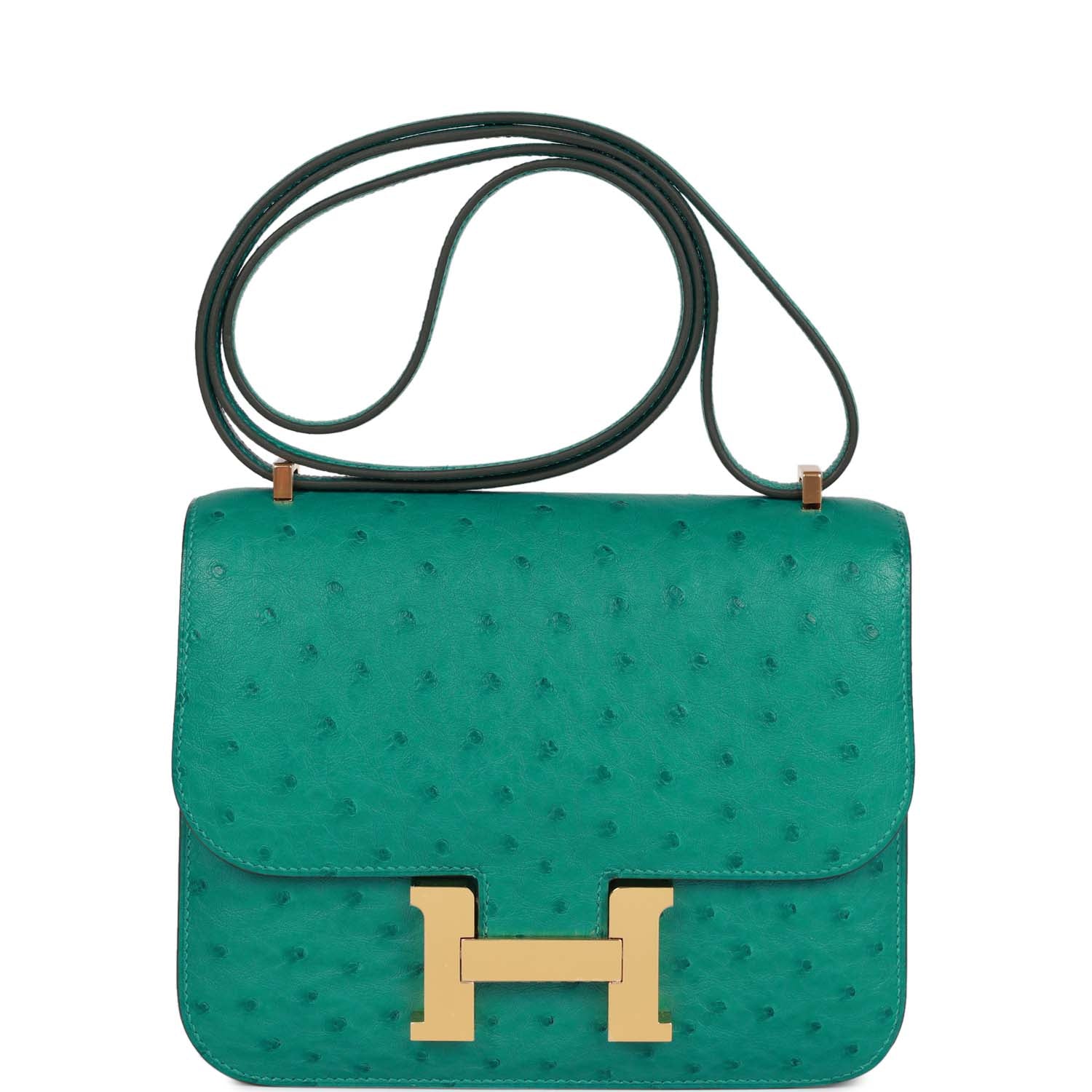 HE&&ME Constance 18 Vert Verone Ostrich Gold Hardware
