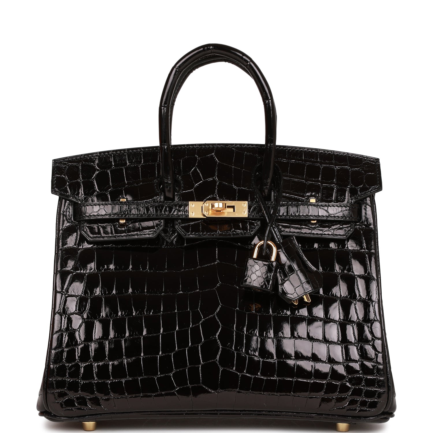 HE&&ME Birkin 25 Black Shiny Niloticus Crocodile Gold Hardware