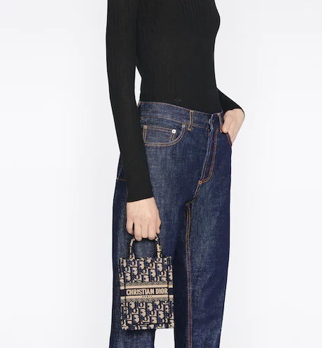 MINI DIOR BOOK TOTE PHONE BAG Blue Dior  (13 x 18 x 5 cm)