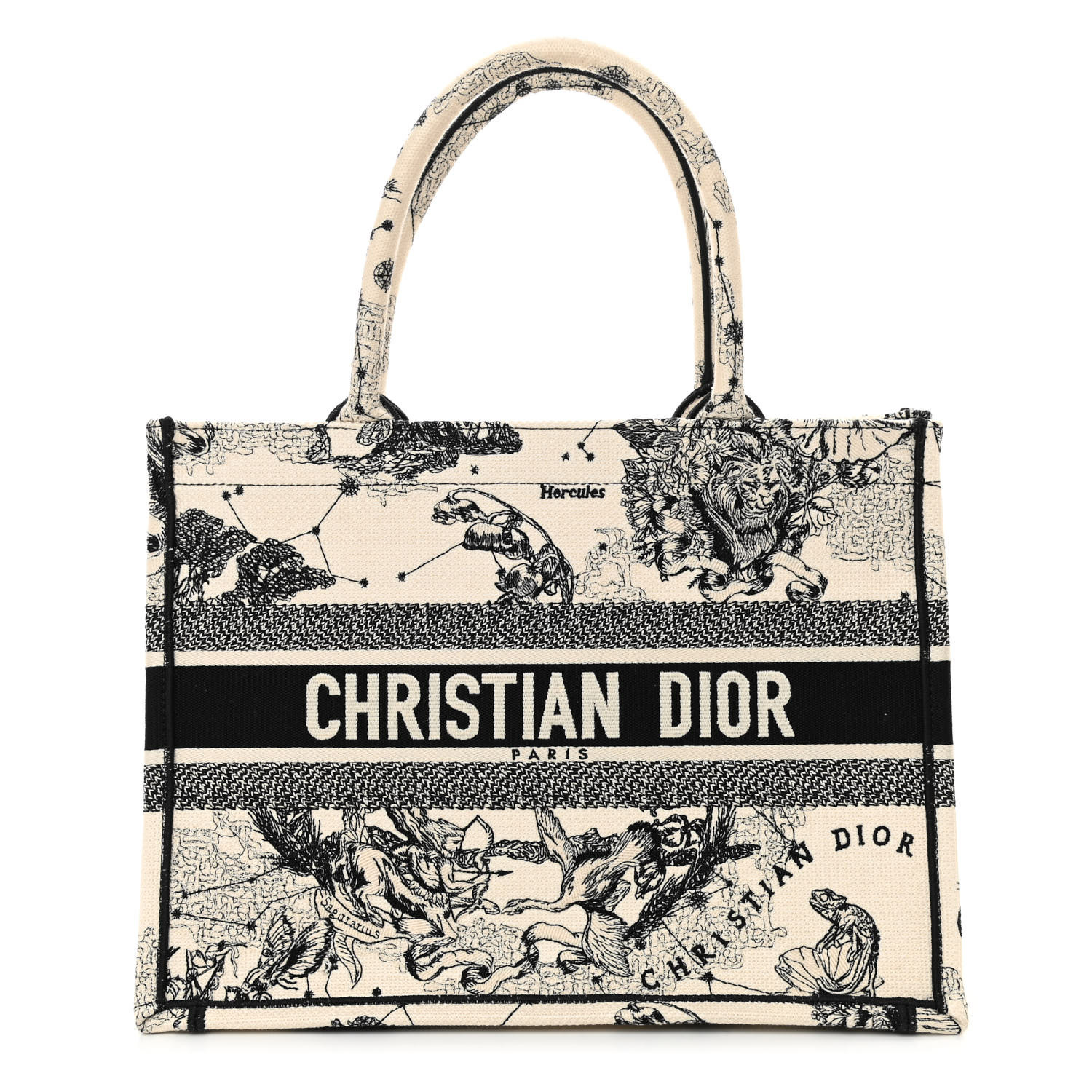 CHRISTIAN DIOR Canvas  Zodiac Toile  Book Tote Latte