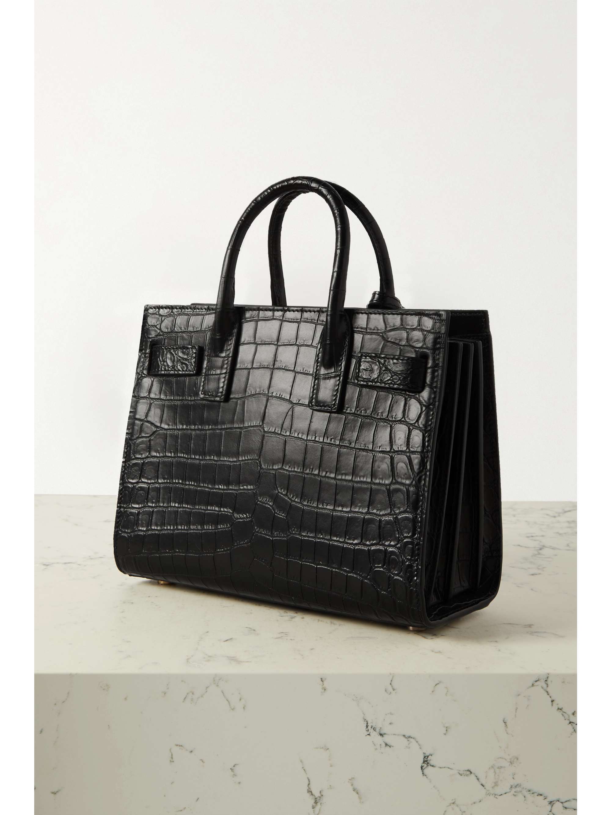 Croc-effect leather mini tote