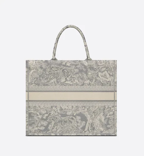 LARGE DIOR BOOK TOTE Gray Toile de  (42 x 35 x 18.5 cm)