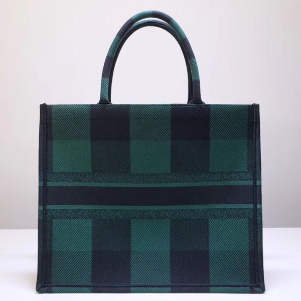 Dior Book Tote Bag  Check Canvas