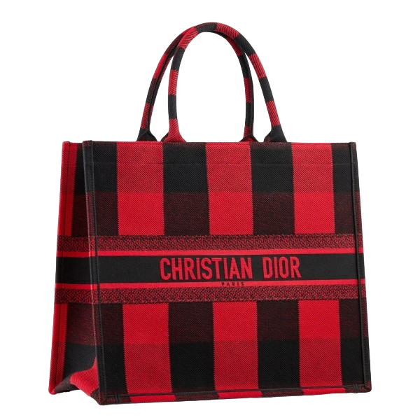Dior Book Tote Bag  Check Canvas