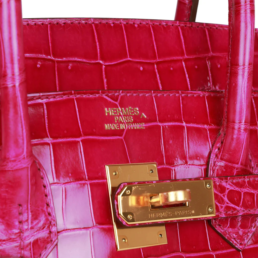 HE&&ME Birkin 35 Rose Scheherazade Shiny Niloticus Crocodile Gold Hardware