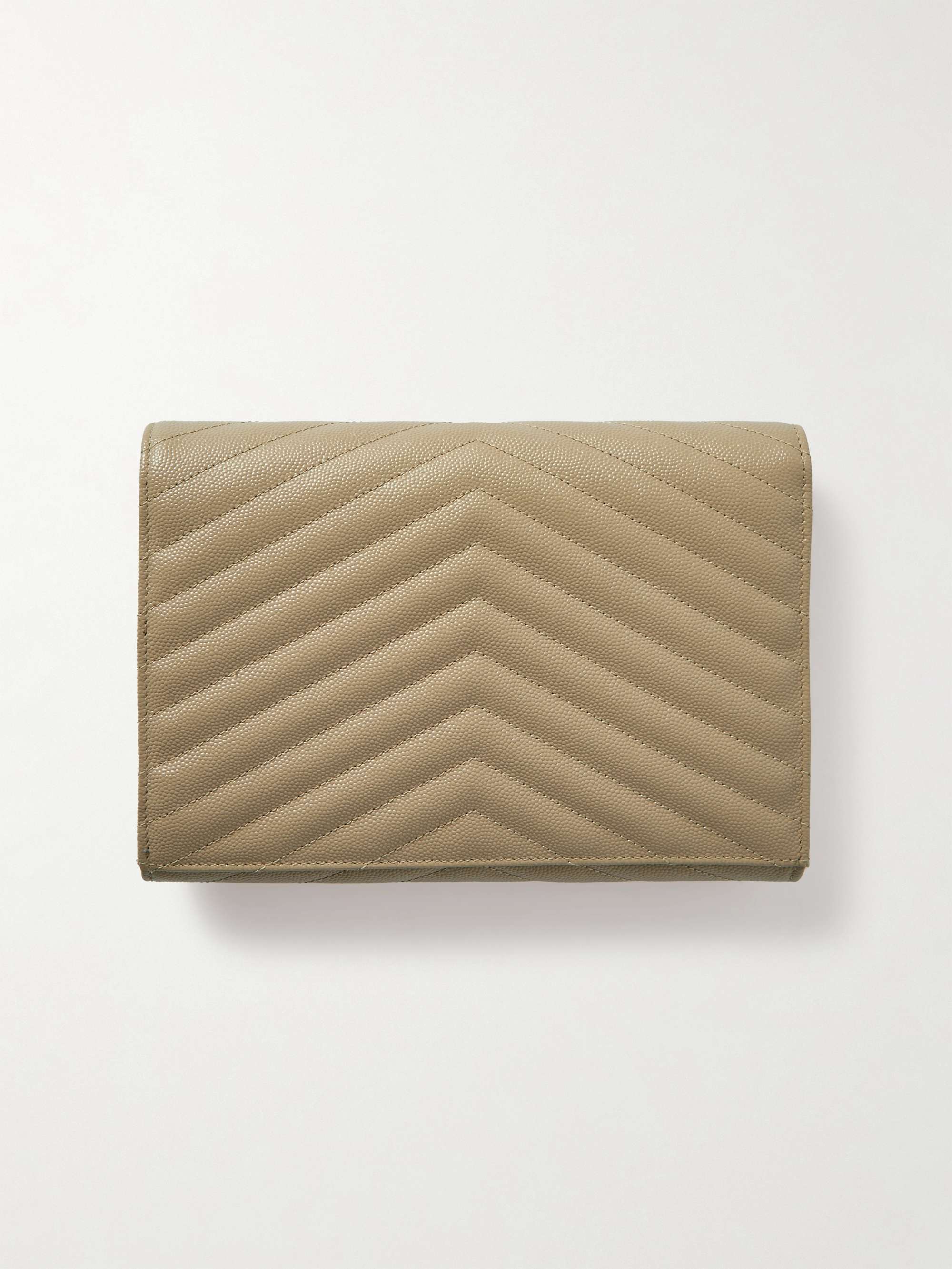 Quilted textured leather pouch