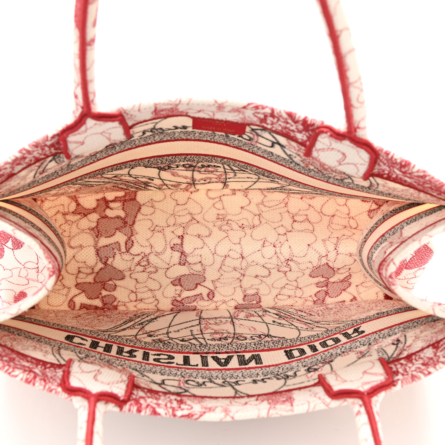 CHRISTIAN DIOR Canvas   Book Tote Red White