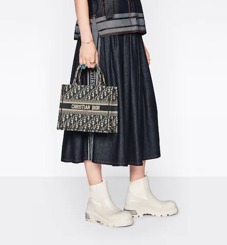 SMALL DIOR BOOK TOTE Blue Toile de  (26.5 x 21 x 14 cm)