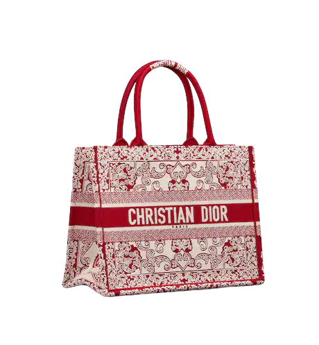 DIOR BOOK TOTE White and Red (36 x 27.5 x 16.5 cm)