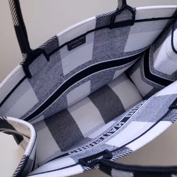 Dior Book Tote Bag  Checkered Canvas