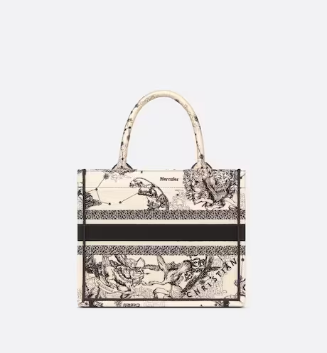SMALL DIOR BOOK TOTE Latte Toile de  (26.5 x 21 x 14 cm)