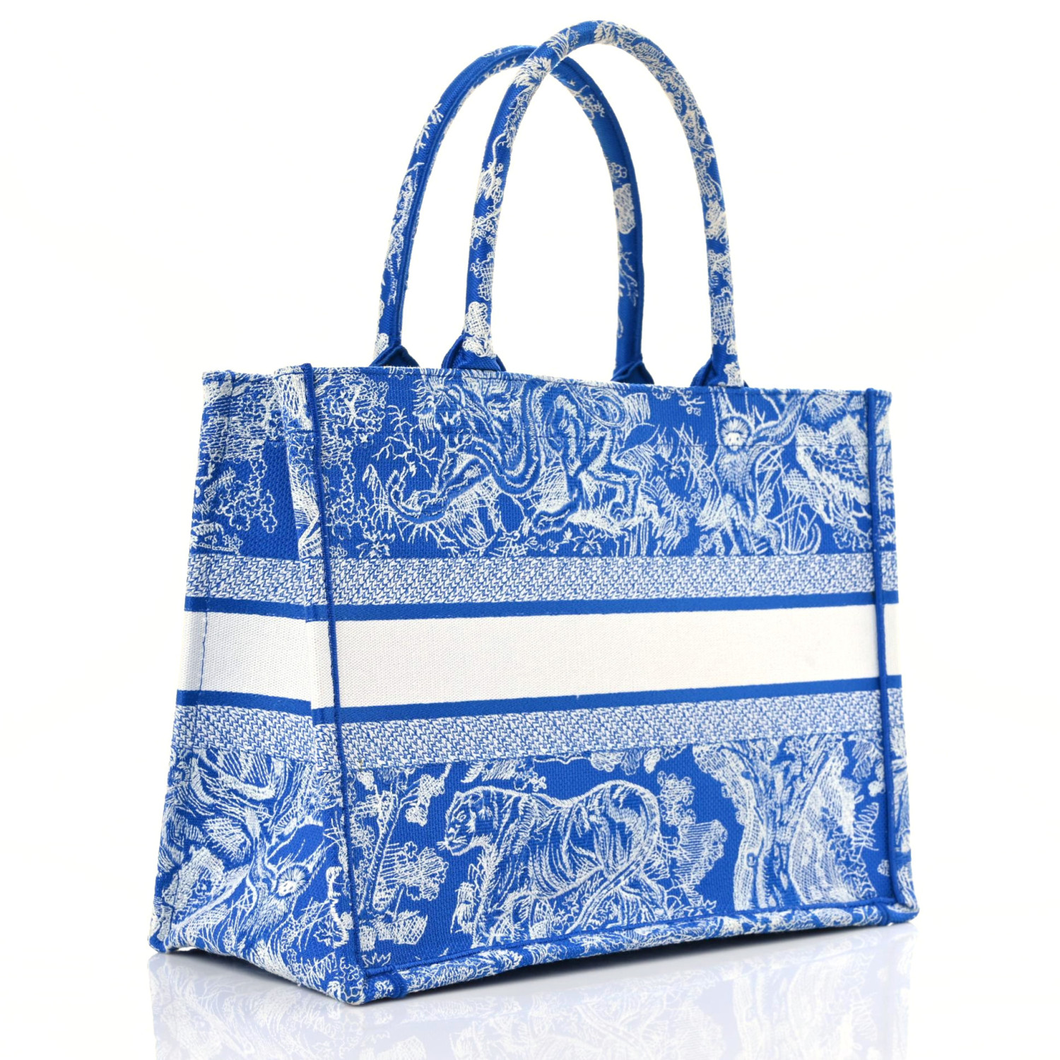 CHRISTIAN DIOR Canvas   Toile  Book Tote Fluorescent Blue