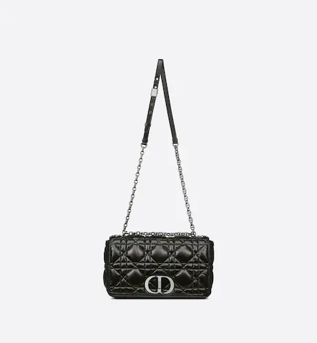 LARGE DIOR CARO BAG Black  Calfskin
