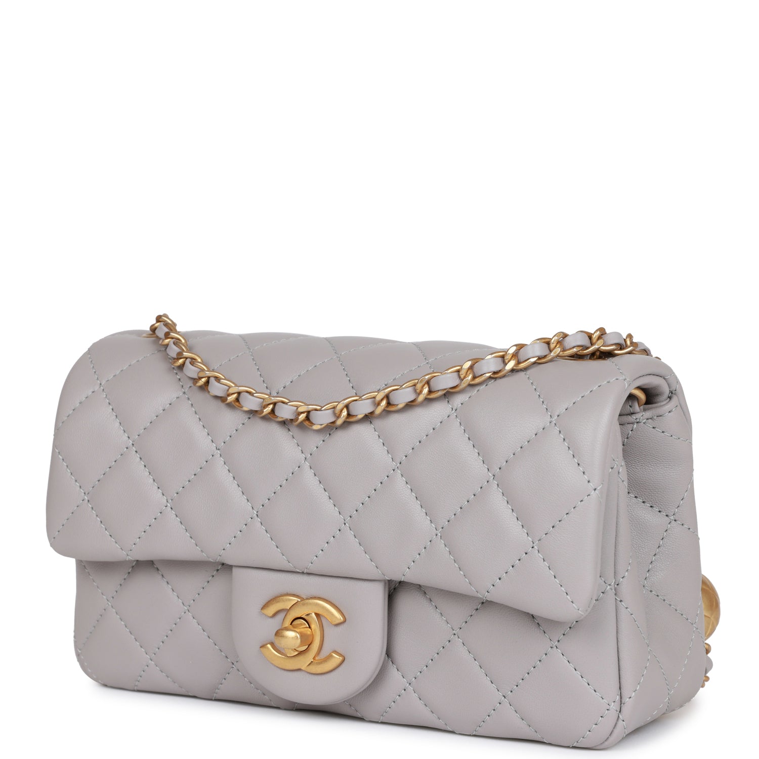 Mini Flap Bag Light Grey  Hardware