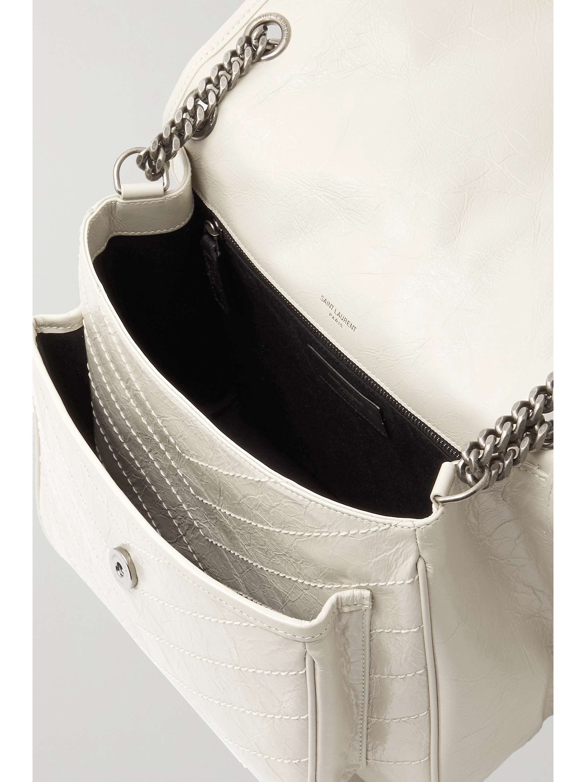 Niki medium crinkled glossed-leather shoulder bag