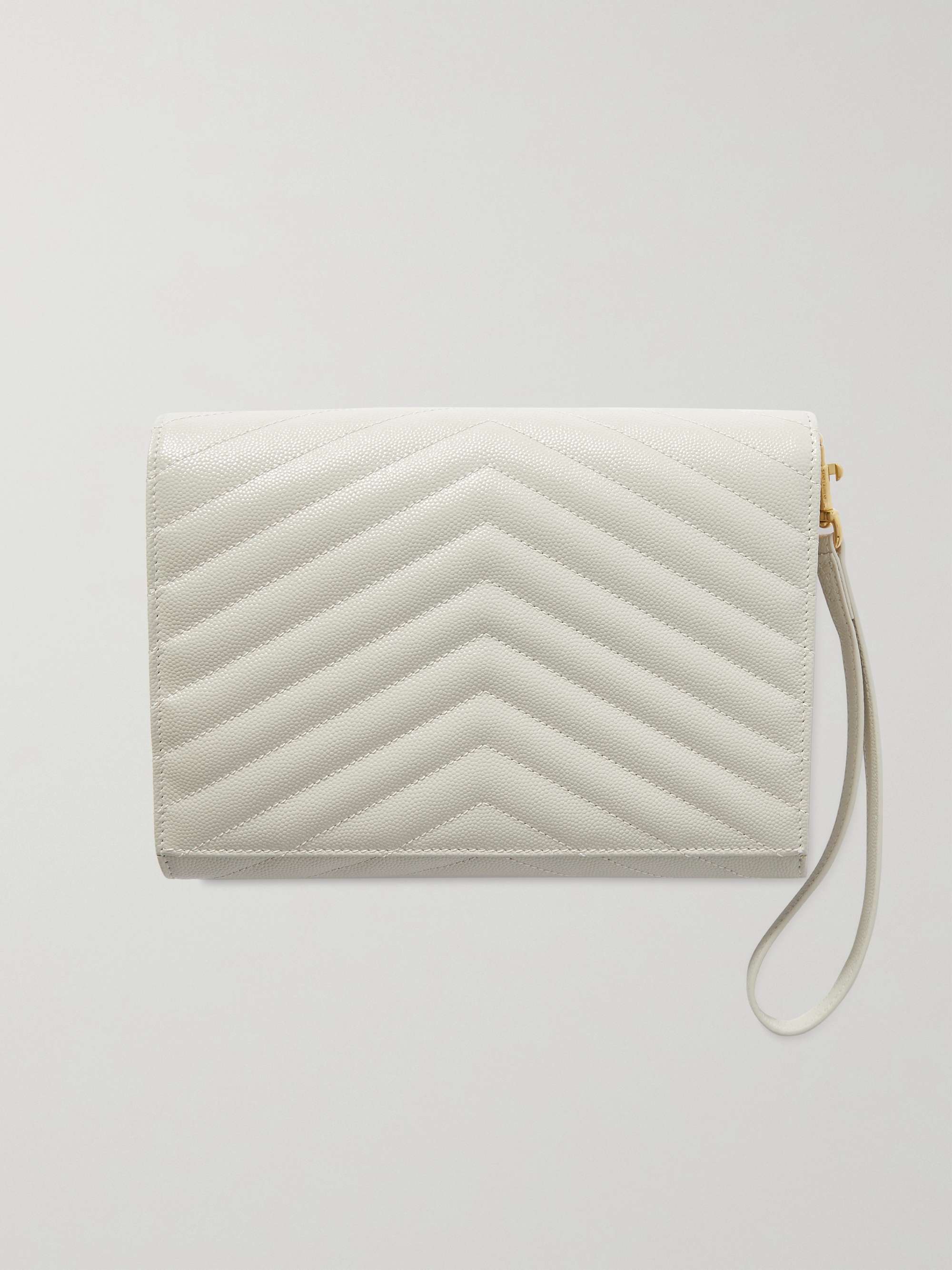 Monogramme quilted textured-leather pouch