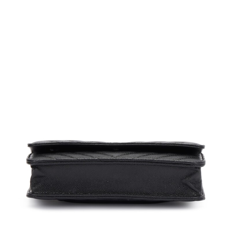Black Caviar Chevron Wallet On Chain Sier Hardware