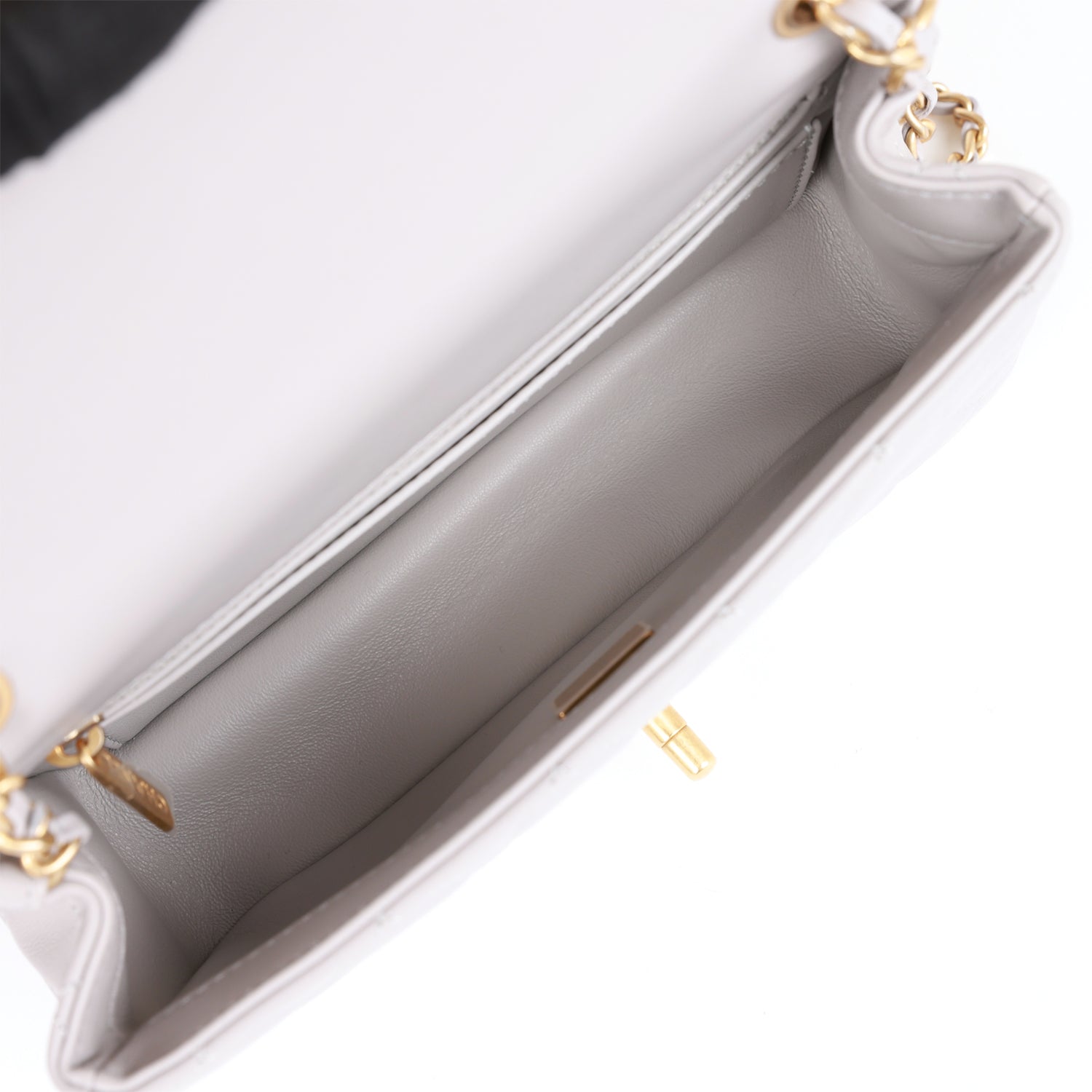 Mini Flap Bag Light Grey  Hardware