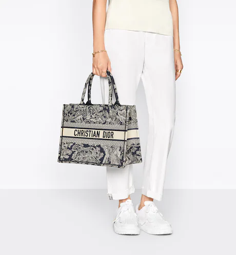DIOR BOOK TOTE Blue Toile de  (36 x 27.5 x 16.5 cm)