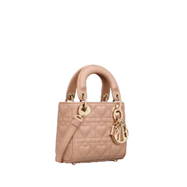 MICRO LADY DIOR BAG Pink  with Heart Motif
