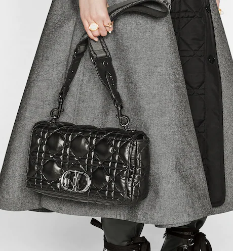 LARGE DIOR CARO BAG Black  Calfskin