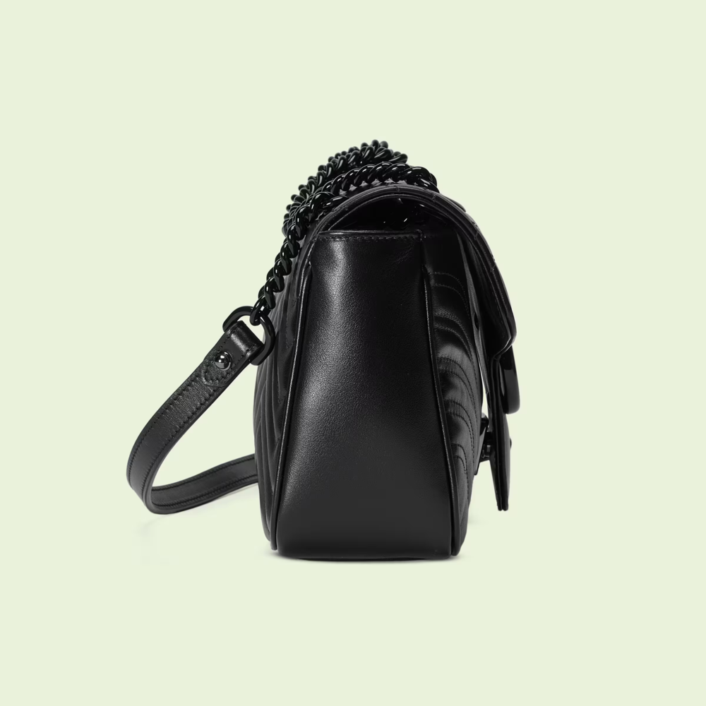 hand small shoulder bag   Black Leather