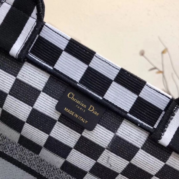 Dior Book Tote Bag  Checkered Canvas