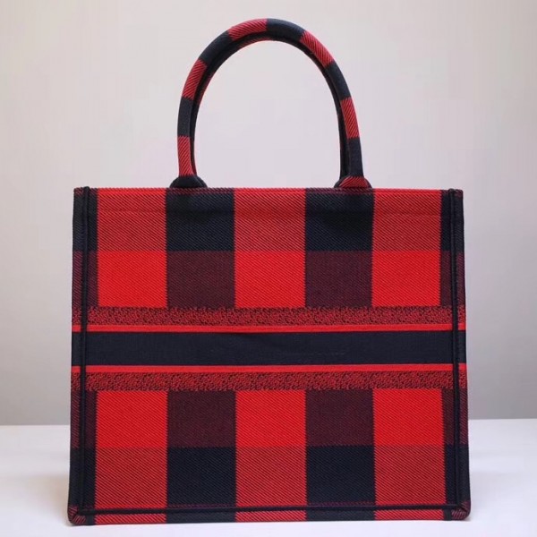 Dior Book Tote Bag  Check Canvas